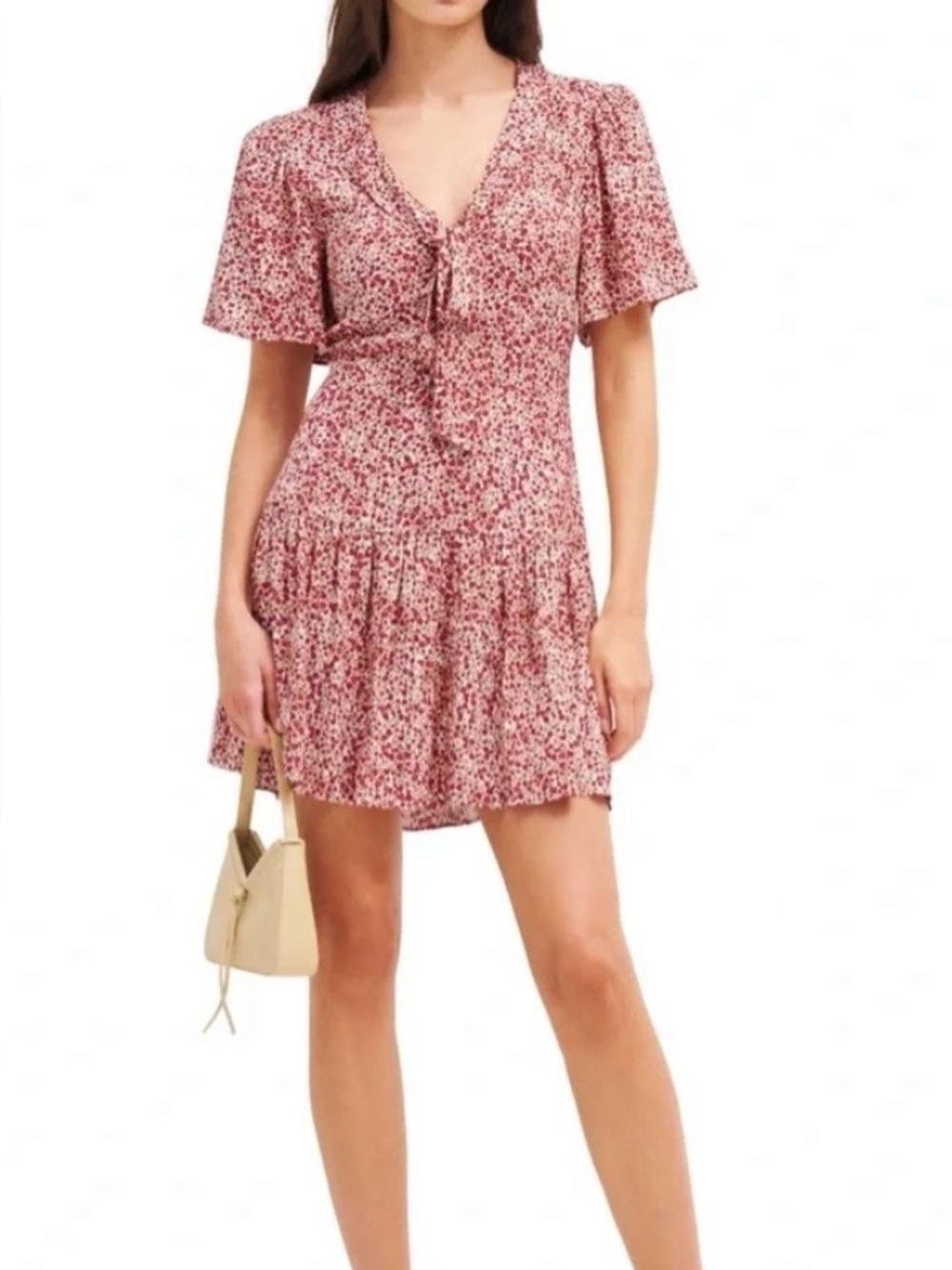 Reformation Pink Floral Tie-Front Mini Dress